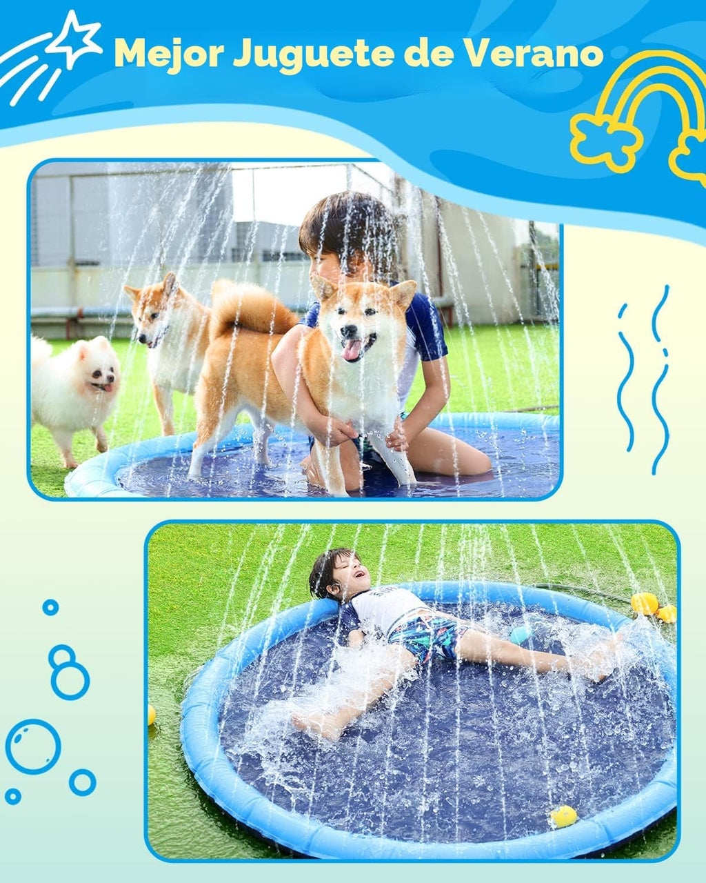 Peteast - Almohadilla de salpicaduras para perros y niños - Piscina...