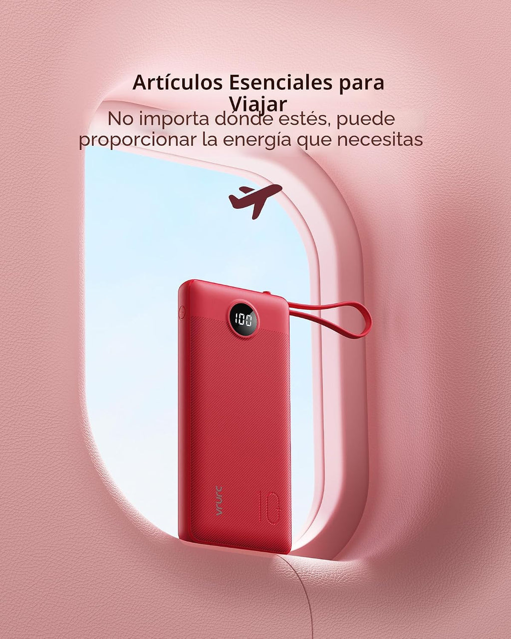 VRURC Cargador portátil, banco de energía de 10000 mAh con cables i...
