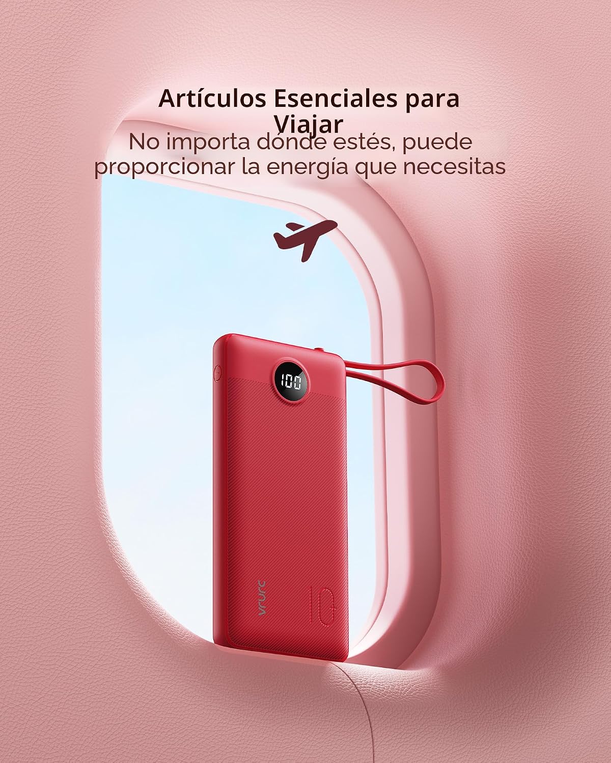 VRURC Cargador portátil, banco de energía de 10000 mAh con cables i...