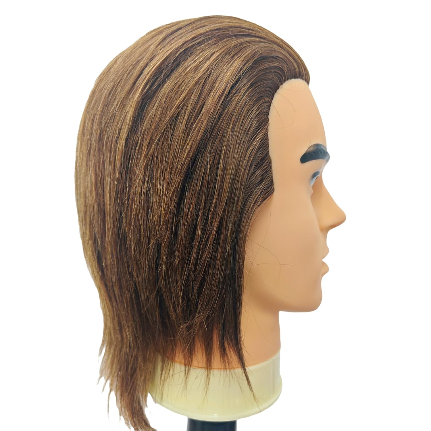 Yiifiulyn Cabeza de maniquí de cabello humano 100% real, de 12 pulg...