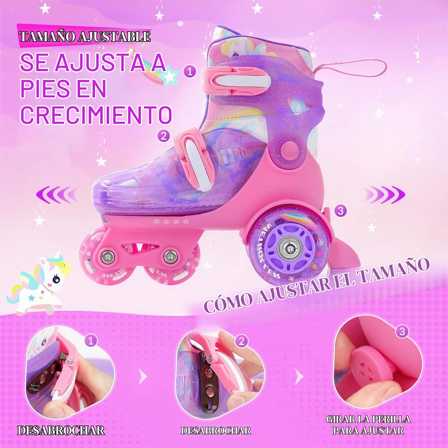 METROLLER Patines de equilibrio con ruedas ajustables para niños pe...