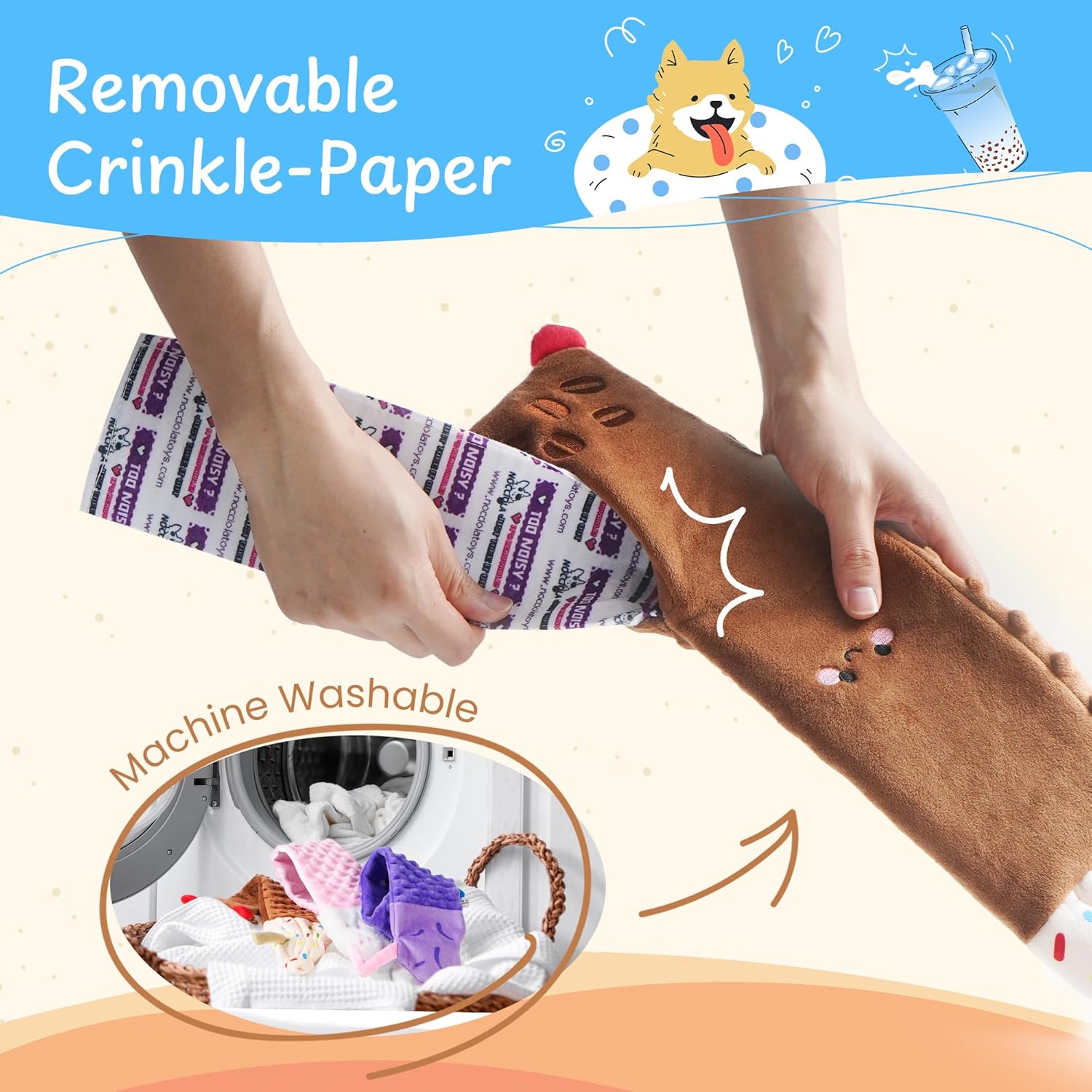 Nocciola 3 piezas de juguetes para perros pequeños sin relleno, jug...