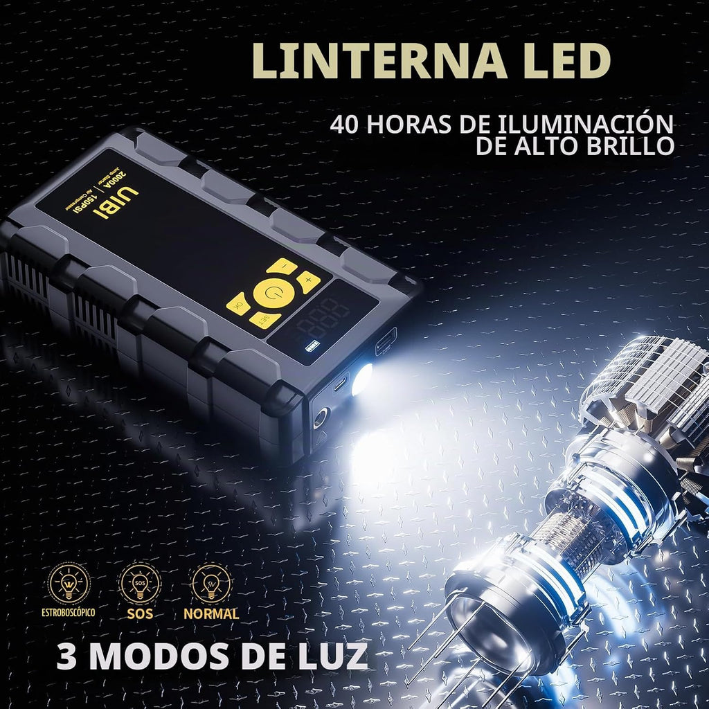 UIBI X5 Arrancador de batería para automóvil con compresor de aire,...