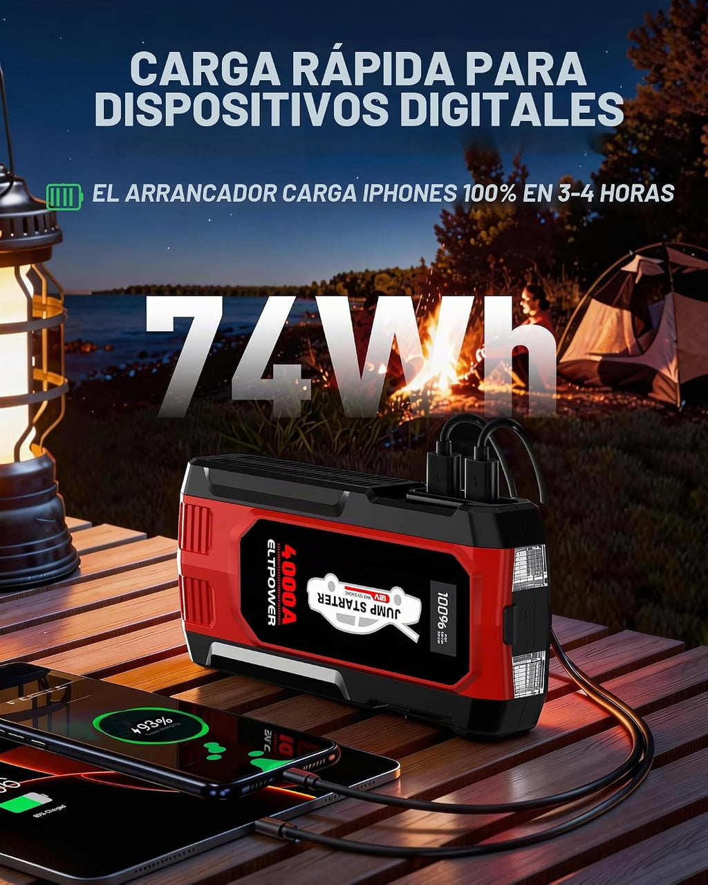 Arrancador de Batería de Coche 12V Paquete de Refuerzo de Batería 4...