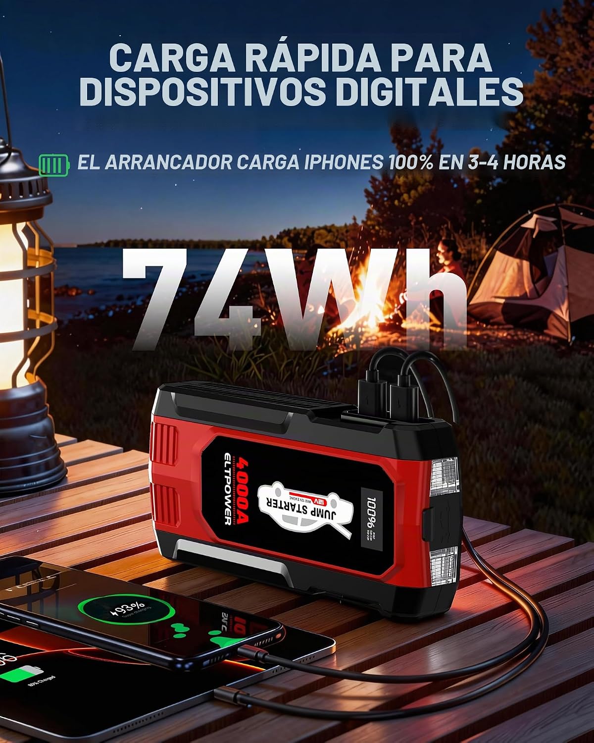 Arrancador de Batería de Coche 12V Paquete de Refuerzo de Batería 4...