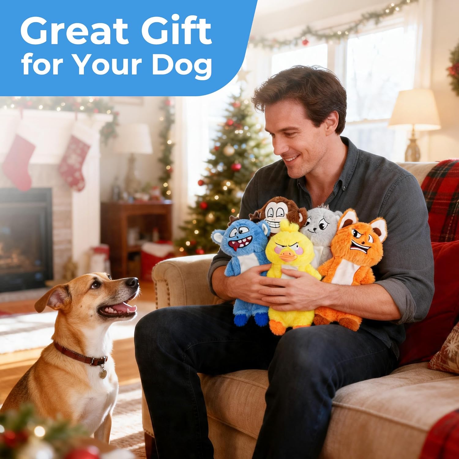 Prime Pets Paquete de 5 juguetes chirriantes para perros, sin cuerp...