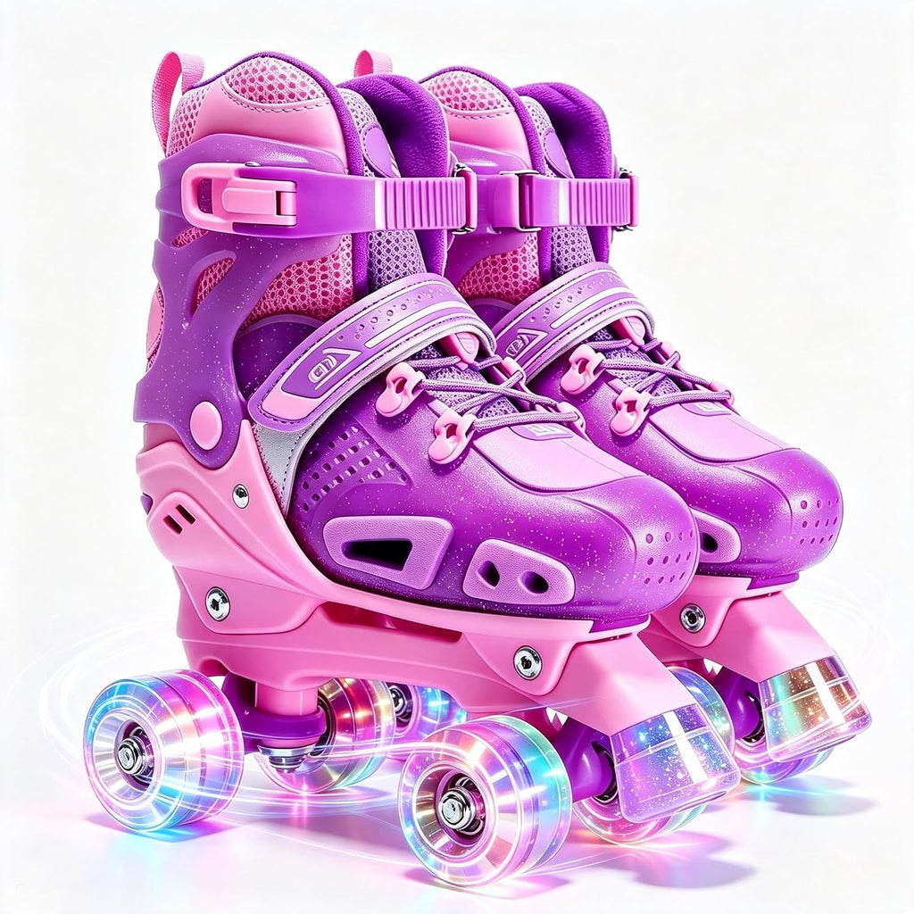 LKD Patines de ruedas para niños y niñas, 4 tamaños, ajustables, co...
