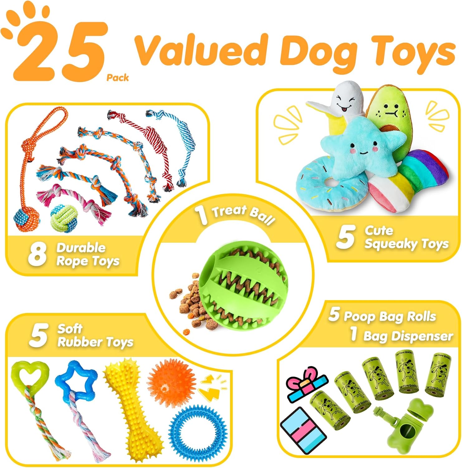 Zeaxuie Paquete de 25 juguetes masticables de lujo para cachorros,...