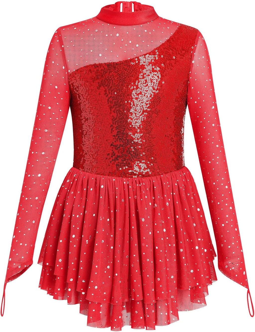 Vestido de patinaje artístico para niña, con lentejuelas brillantes...