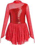 Vestido de patinaje artístico para niña, con lentejuelas brillantes...