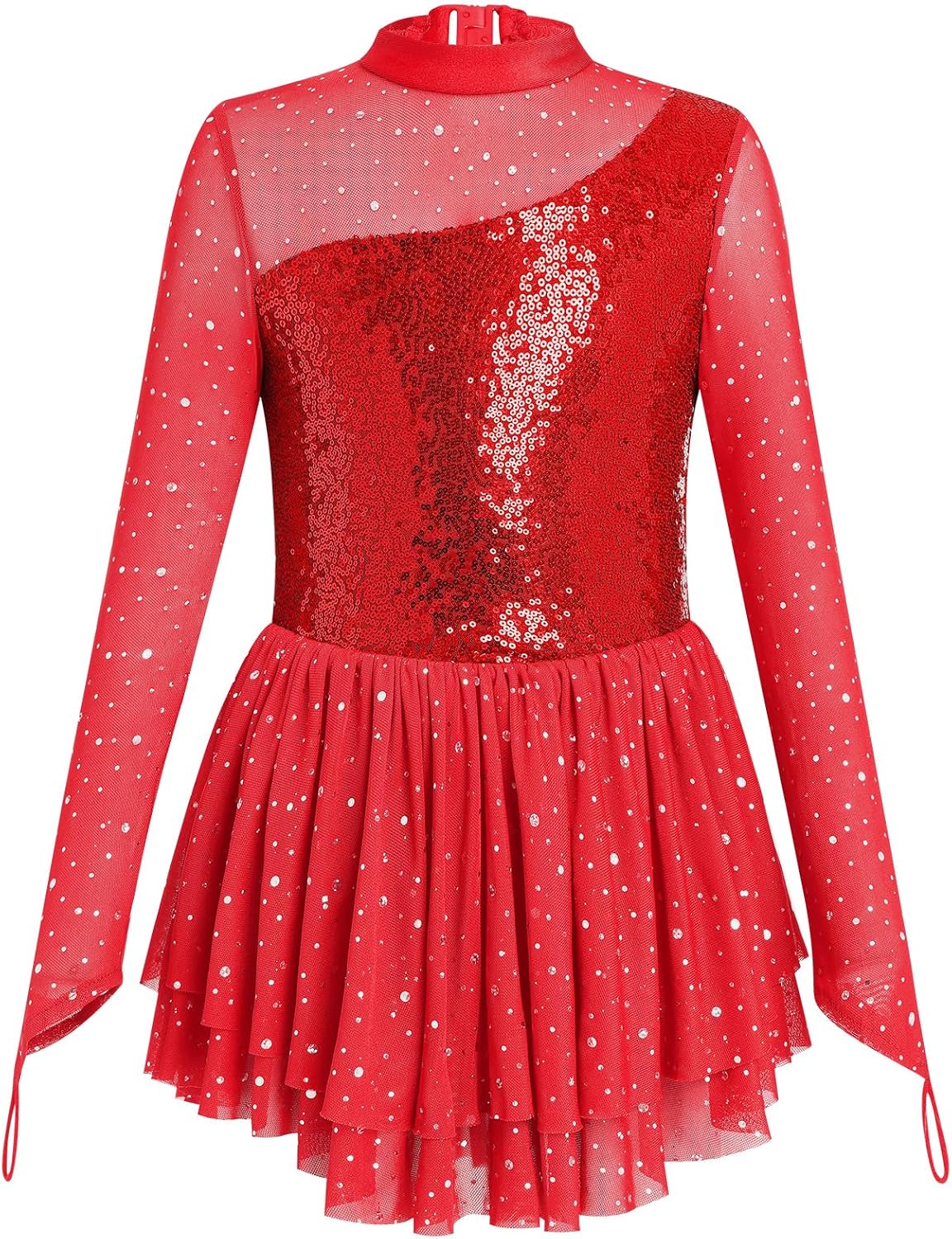 Vestido de patinaje artístico para niña, con lentejuelas brillantes...