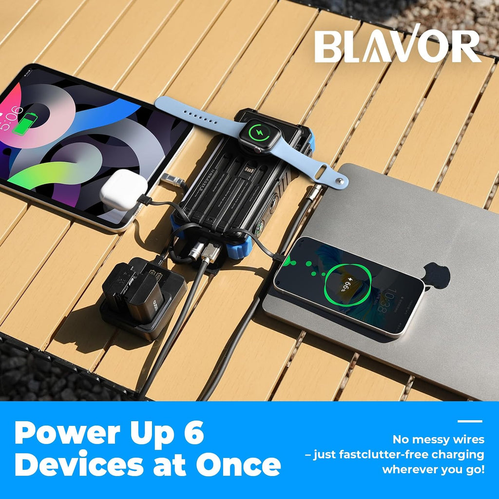 BLAVOR Banco de Energía Solar 20000mAh con Cables Integrados, Carga...