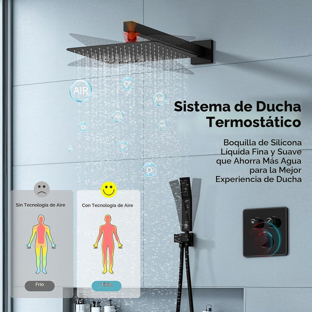 SR SUN RISE Sistema de ducha termostático de 100℉, juego de grifo d...