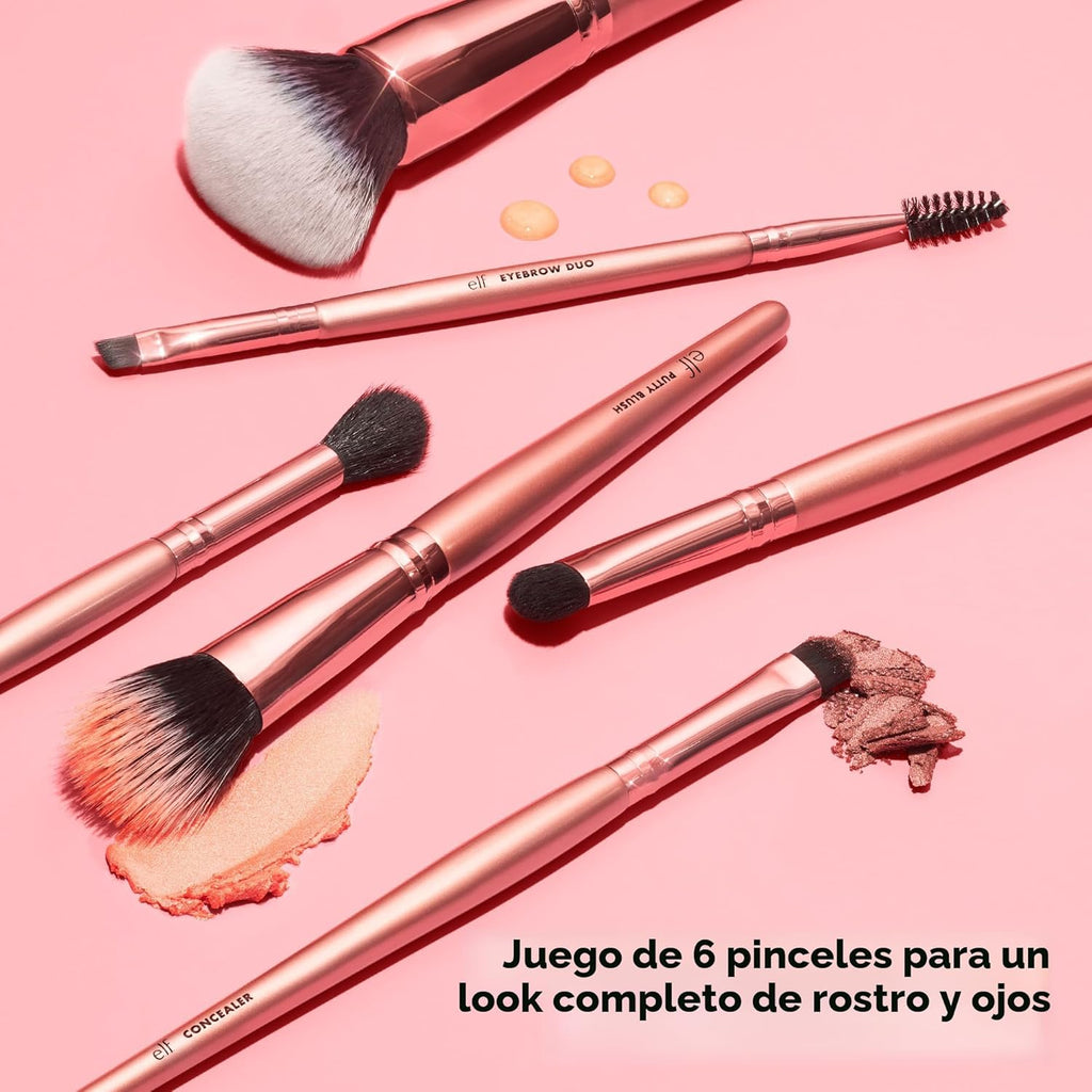 e.l.f. Kit facial impecable, colección de pinceles de 6 piezas, pin...