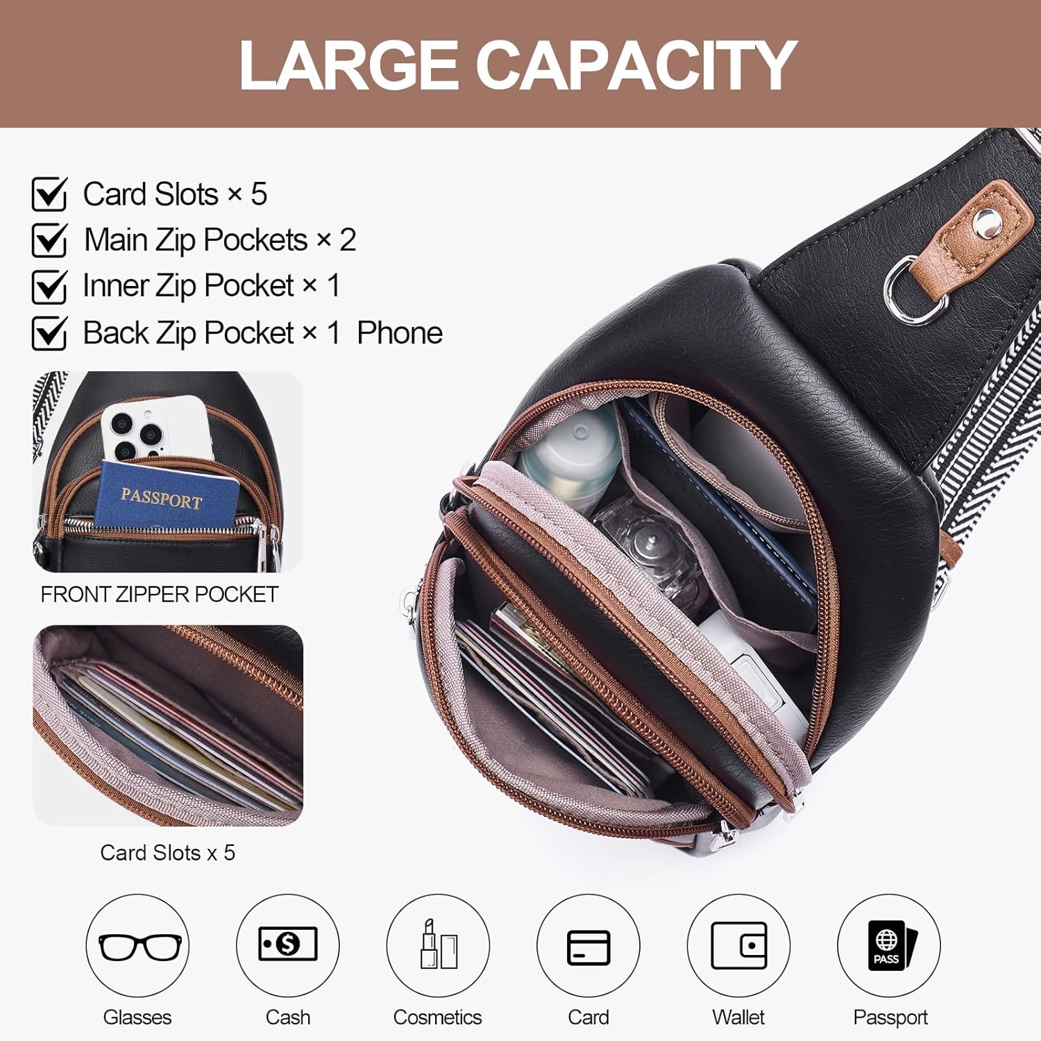 Lexiyat Bolsos de Cadera Antirrobo para Mujeres, Bolso de Pecho par...