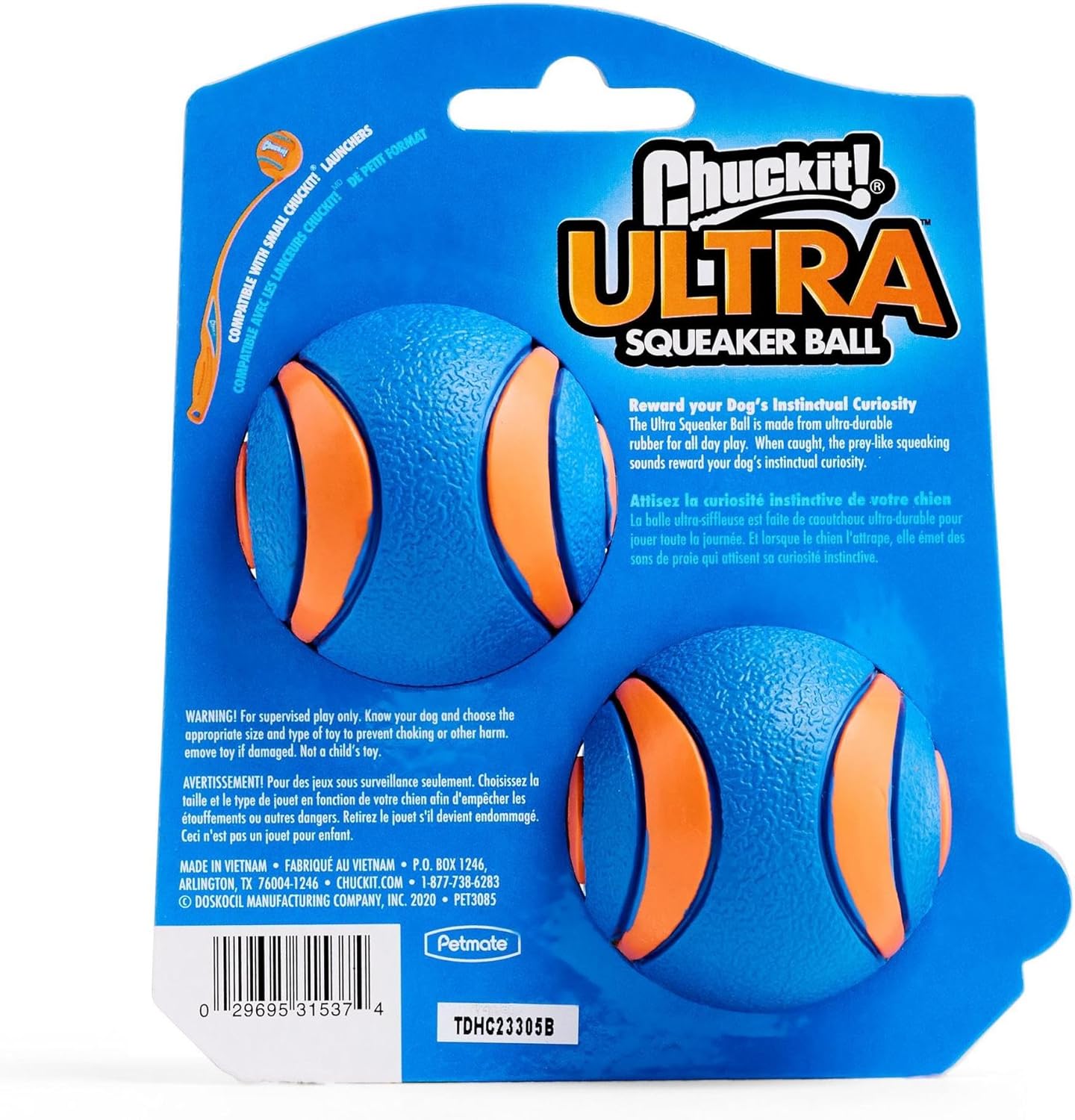 CHUCKIT Pelota ultra chirriadora para perros pequeños, pequeña