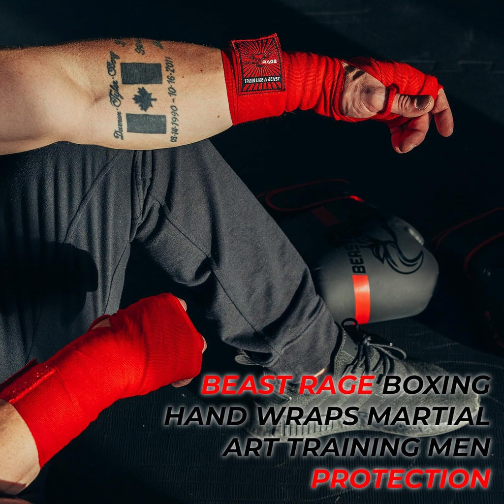 BEAST RAGE Vendas para manos de boxeo para MMA Kickboxing, muñequer...