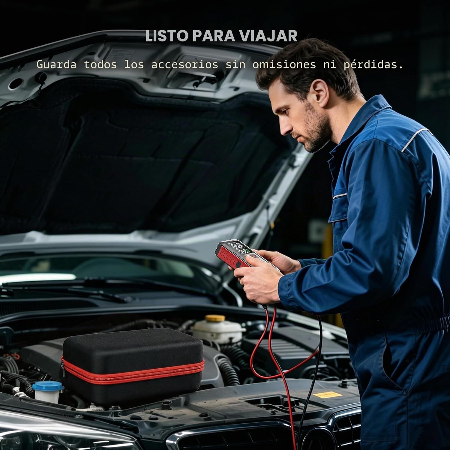 Arrancador de batería de coche de 5000 A con compresor de aire de 1...