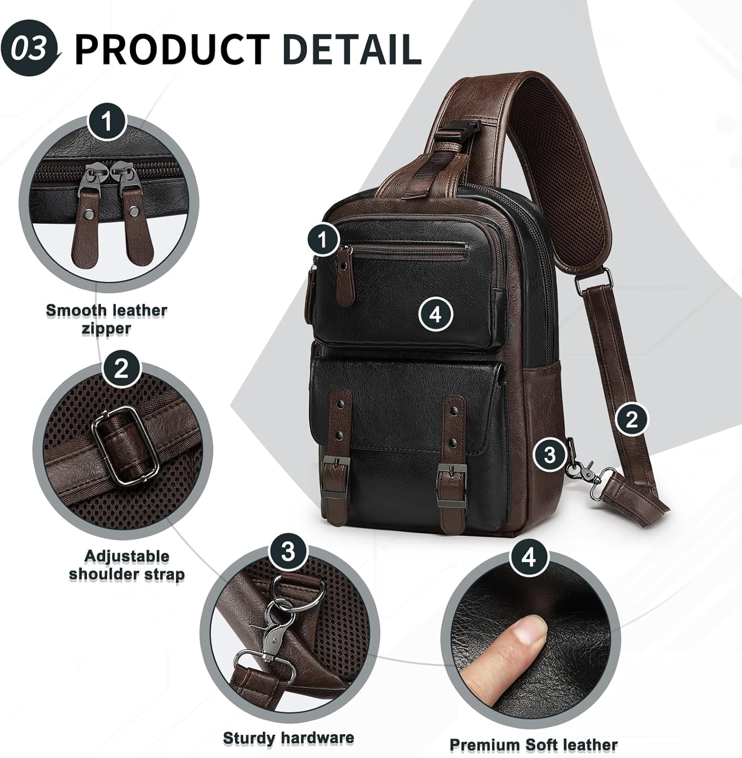 SUIKIHUM Mochila vintage de piel sintética, bandolera cruzada con c...