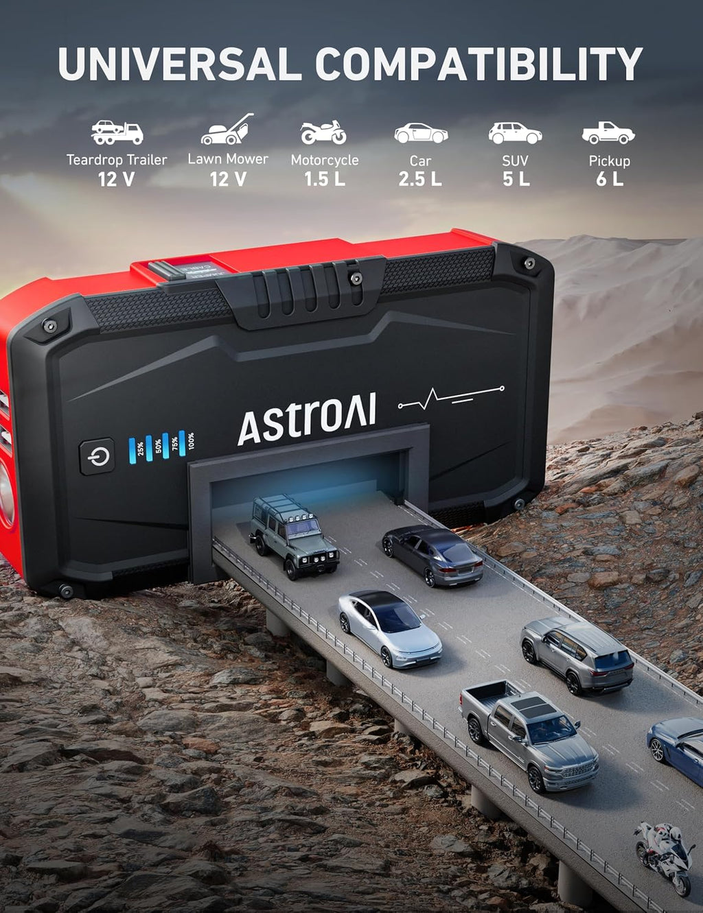 AstroAI S8 Arrancador de Batería de Coche, Paquete de Arrancador de...
