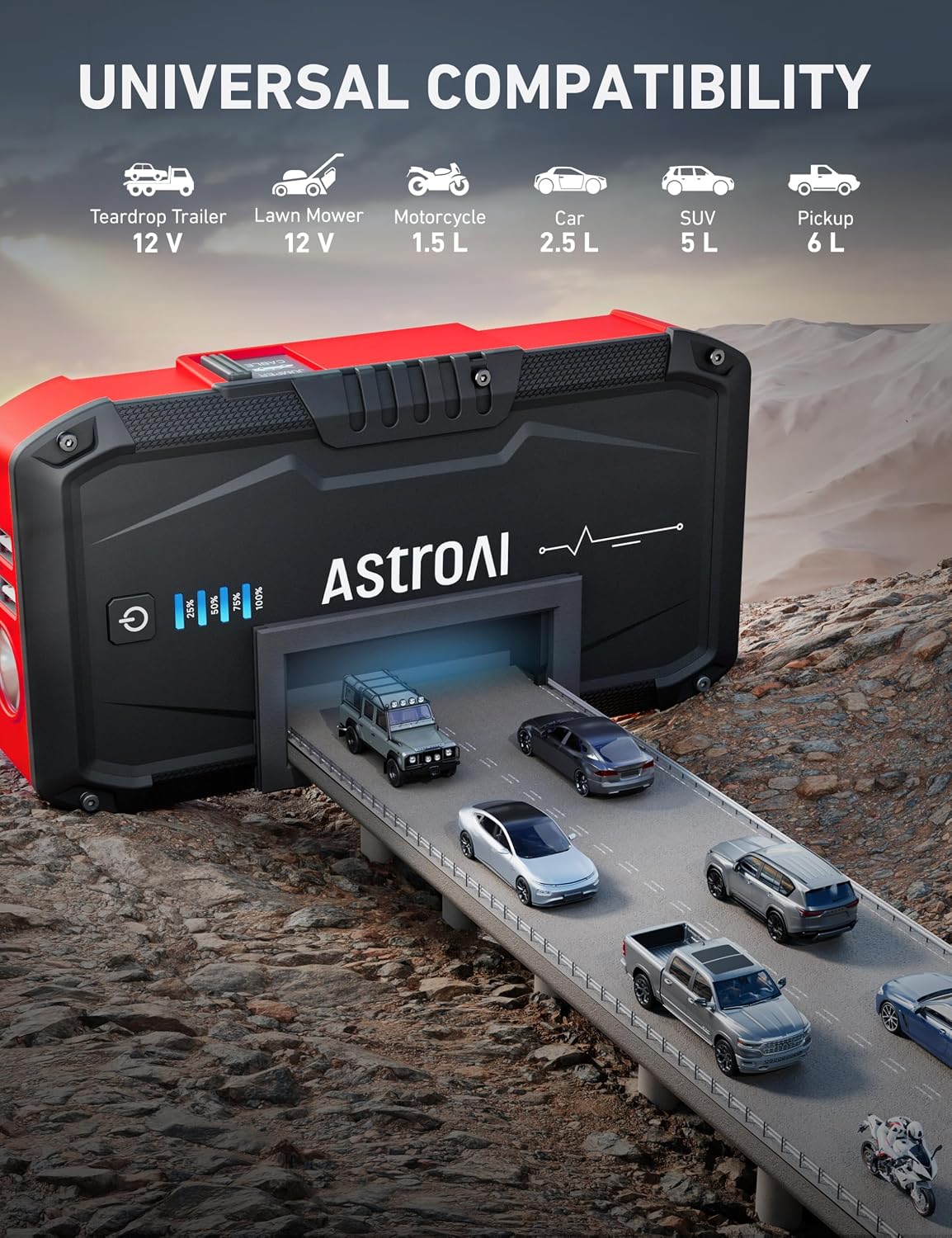 AstroAI S8 Arrancador de Batería de Coche, Paquete de Arrancador de...