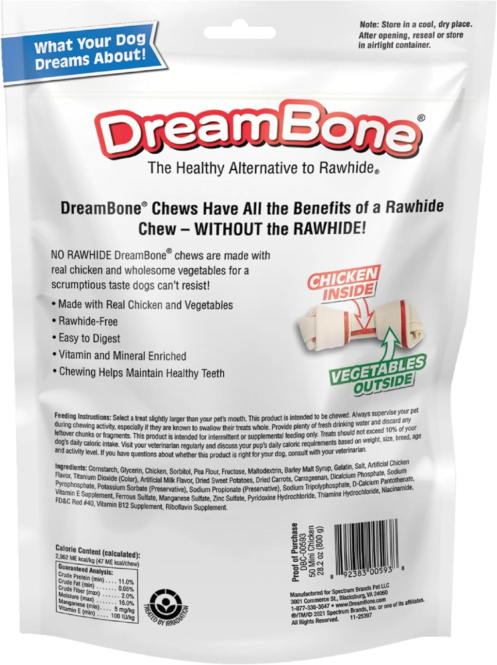 DreamBone Mini golosinas de pollo para perros, masticables diarios...