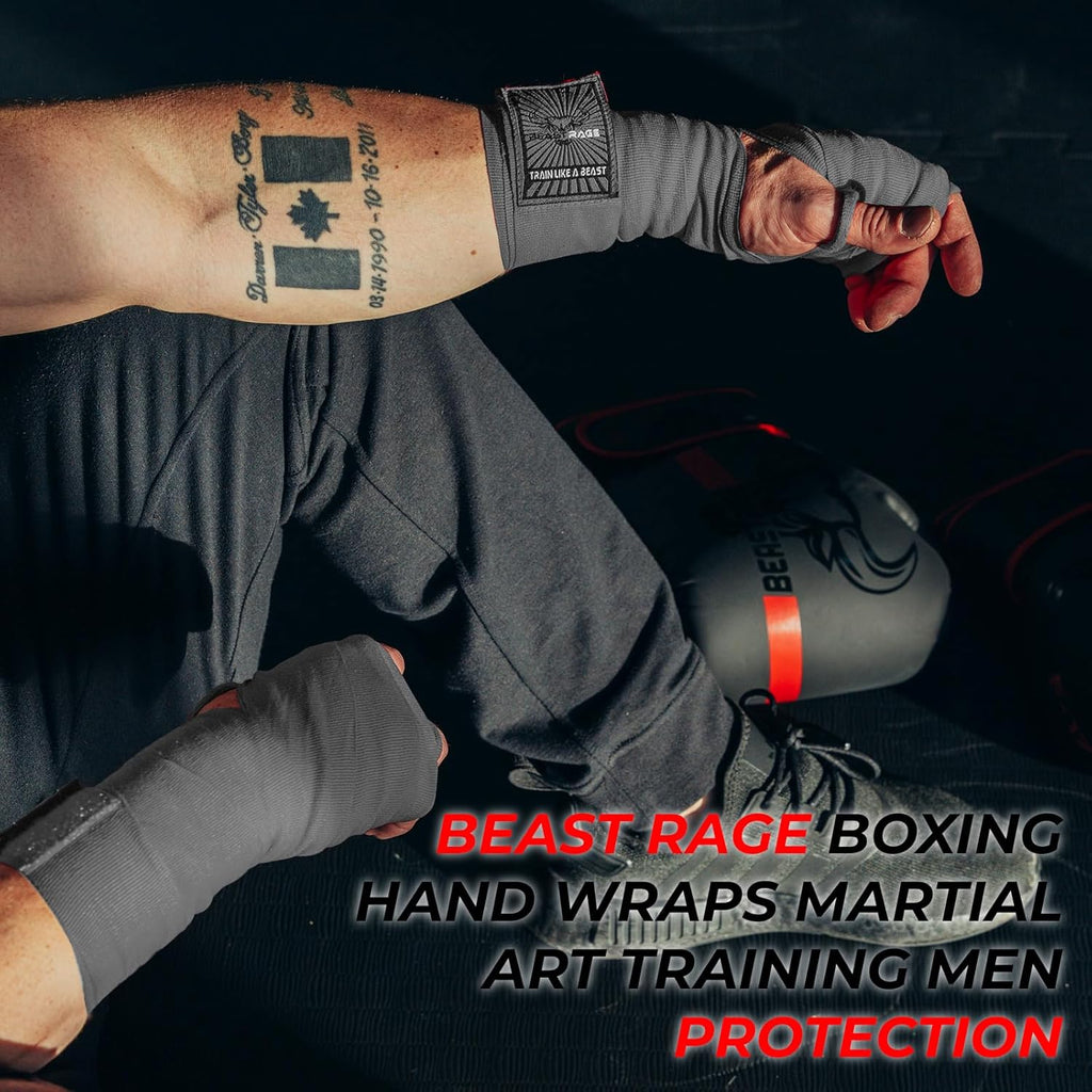 BEAST RAGE Vendas para manos de boxeo para MMA Kickboxing, muñequer...