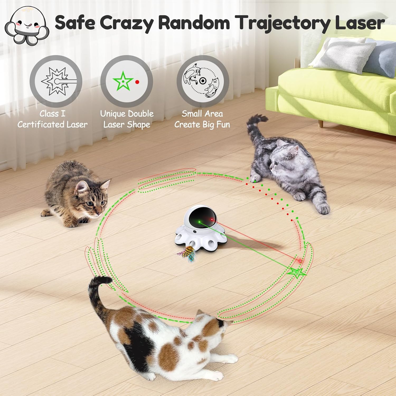 ORSDA Juguete Láser para Gatos, 2 en 1 Interactivo Automático Activ...