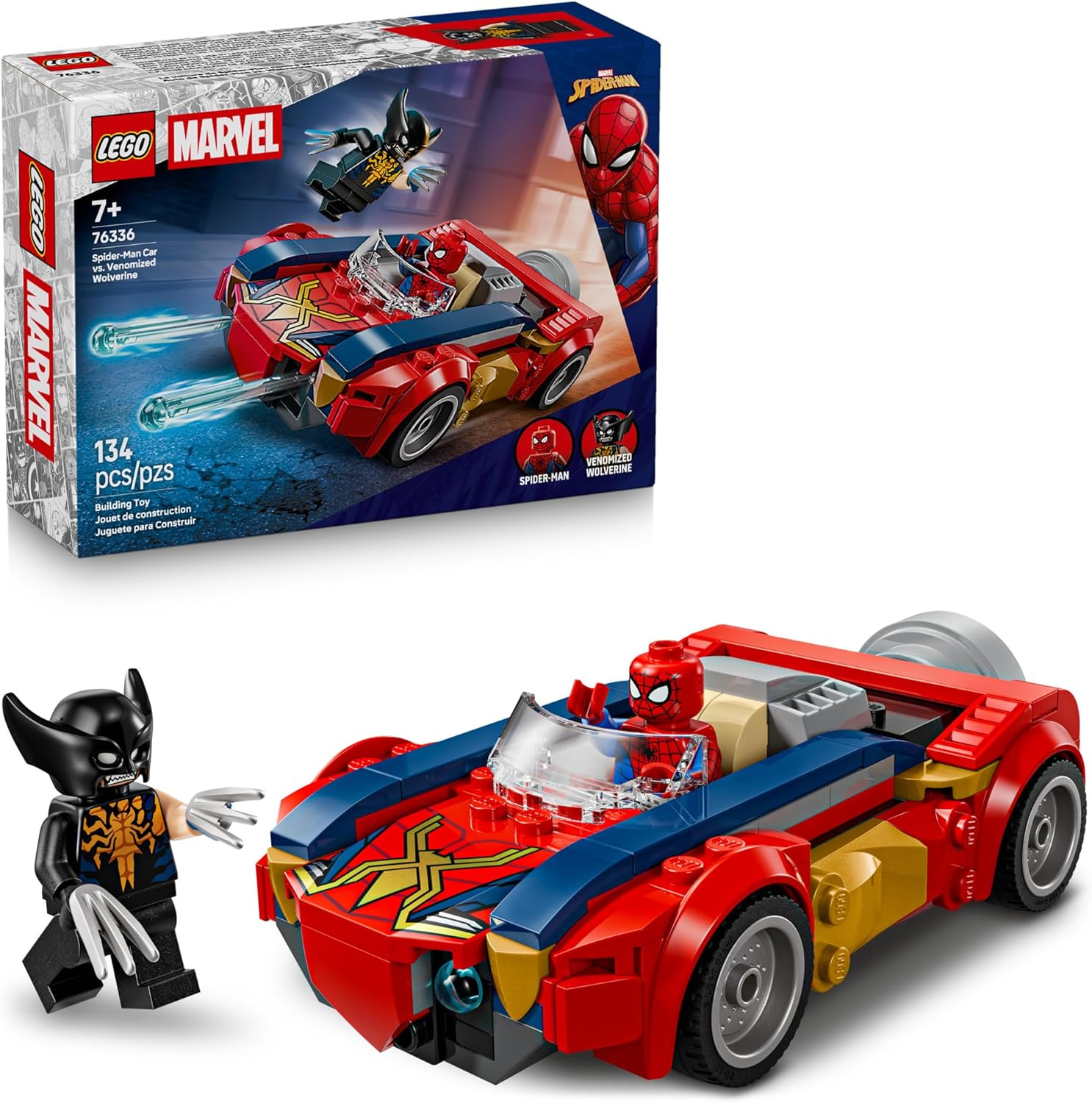 LEGO Marvel Spider-Man Car vs Lobezno venomizado juguete de constru...