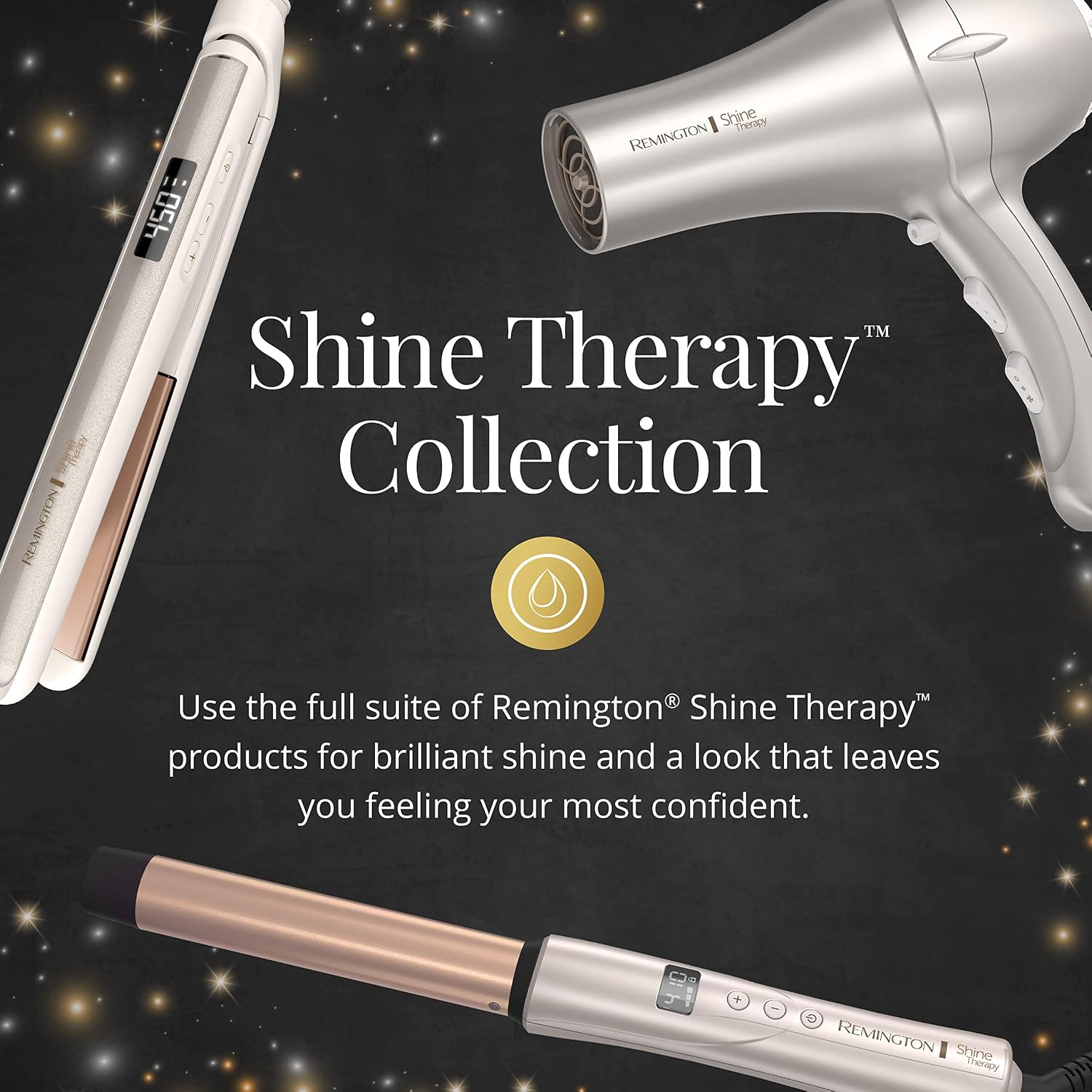 Remington Shine Therapy - Varita rizadora cónica con infusión de ac...