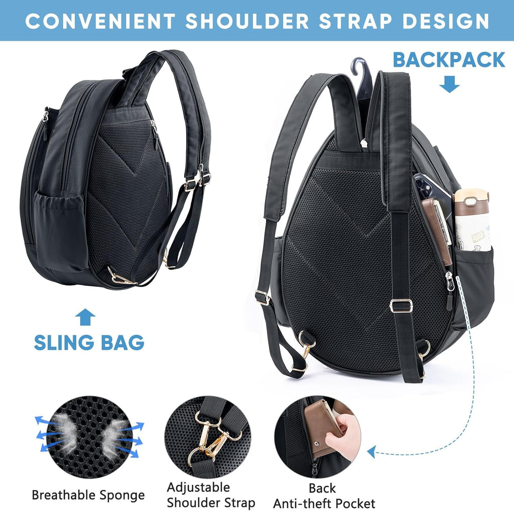 SPORJET Mochila de Tenis con Soporte para 2 Raquetas, Bolsa de Raqu...