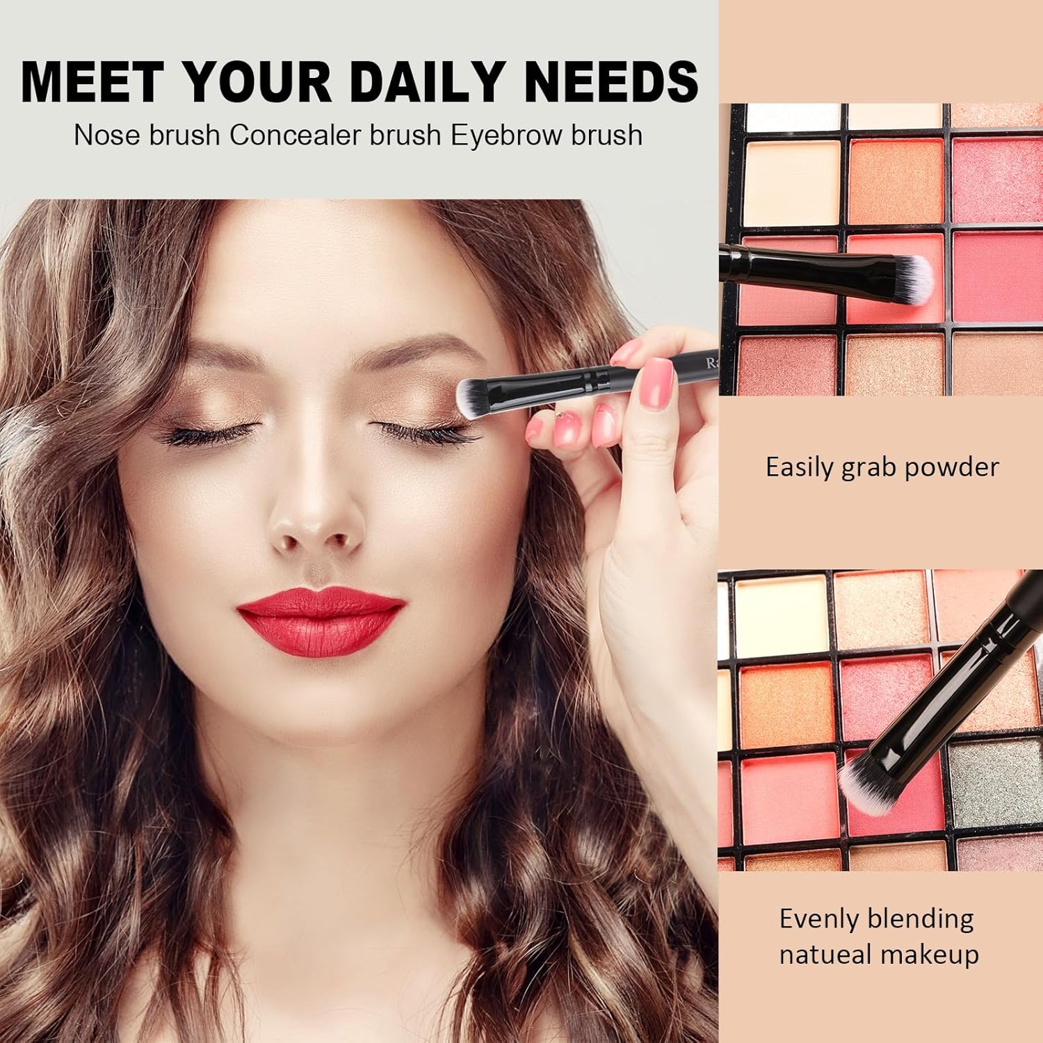 Zoreya - Juego de brochas de maquillaje de pelo sintético