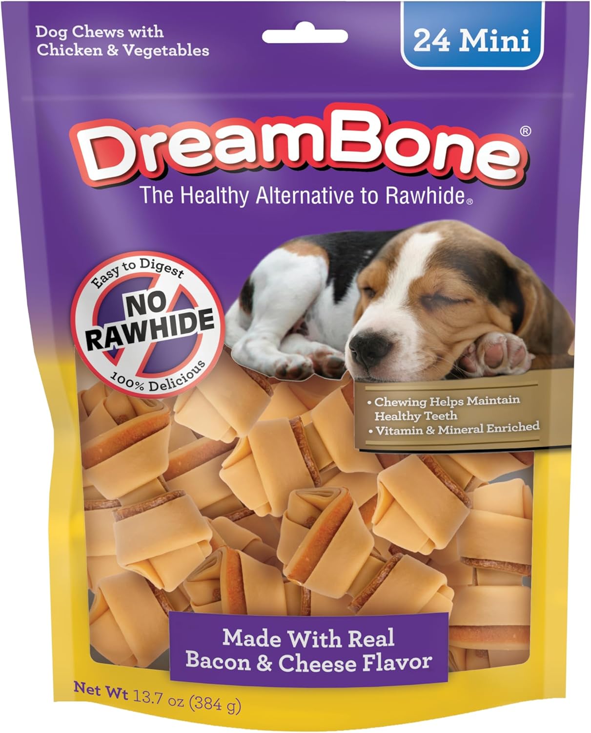 DreamBone Mini masticables, hechos con sabor real a tocino y queso,...