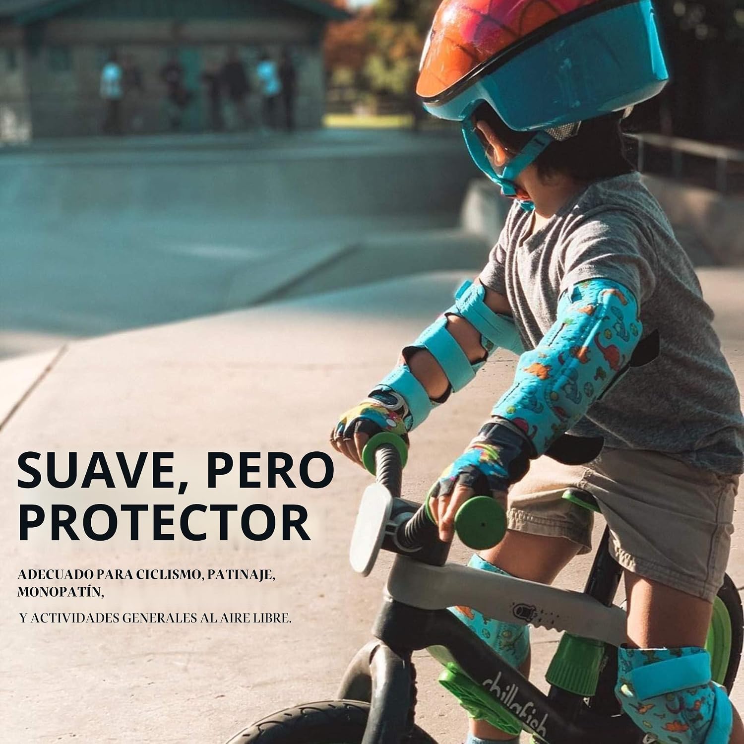 Rodilleras y coderas para niños de estilo suave con guantes de bici...