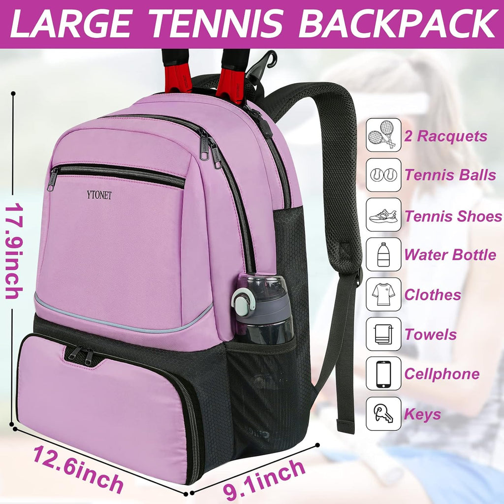 Ytonet Mochila de tenis para mujeres y hombres, 2 raquetas con bols...