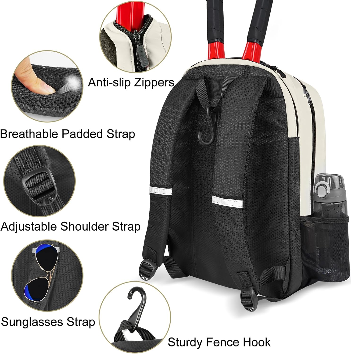 Ytonet Mochila de tenis para mujeres y hombres, 2 raquetas con bols...