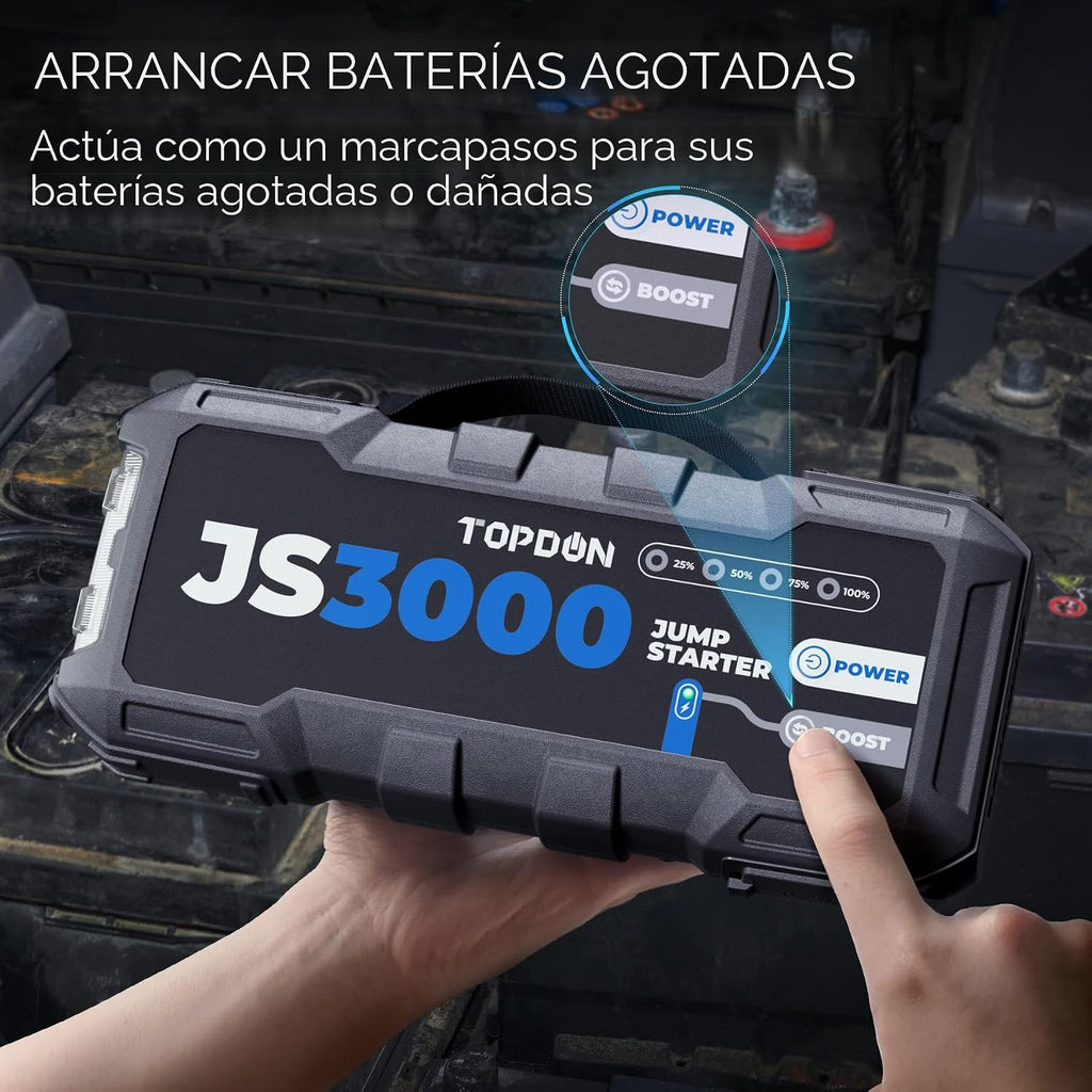 TOPDON JS3000 - Arrancador de batería de 3000 A\/24000 mAh, paquete...