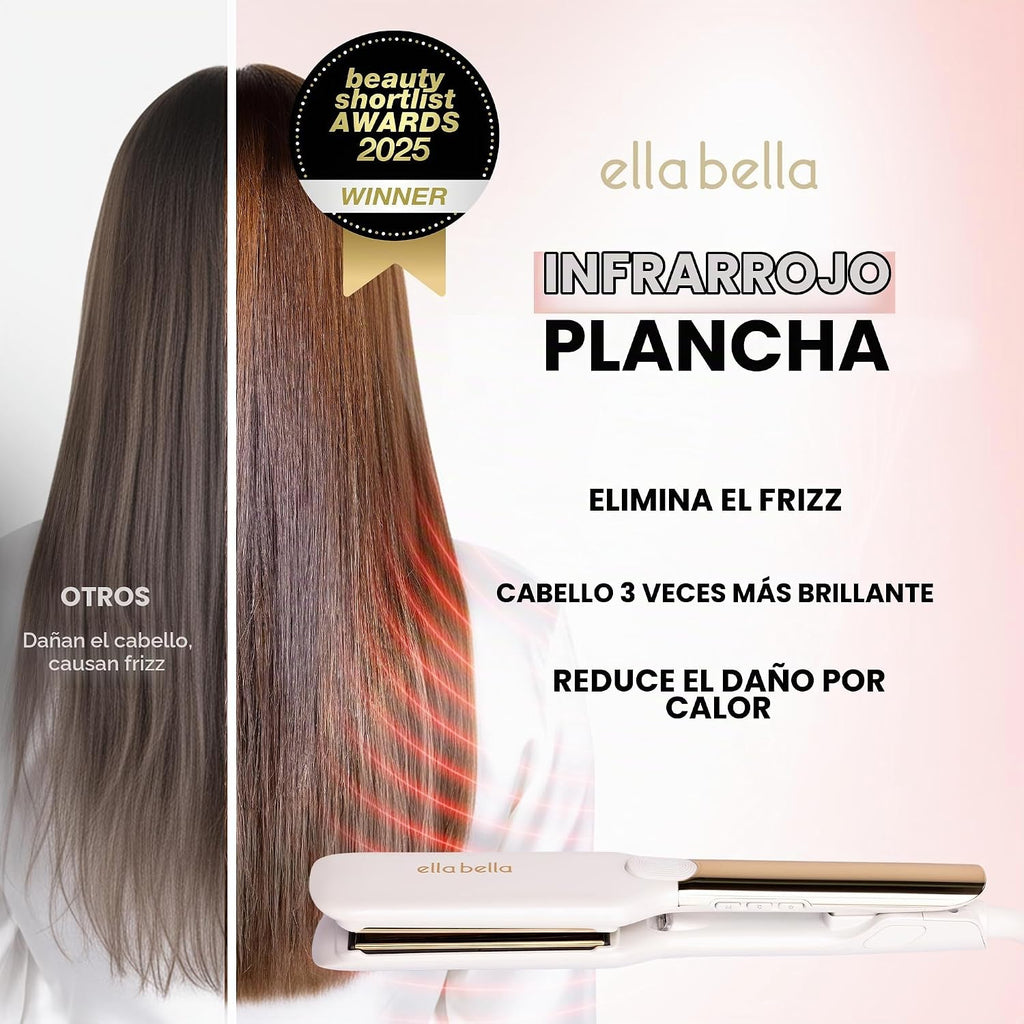 ELLA BELLA® Plancha plana de titanio para alisar el cabello (con in...