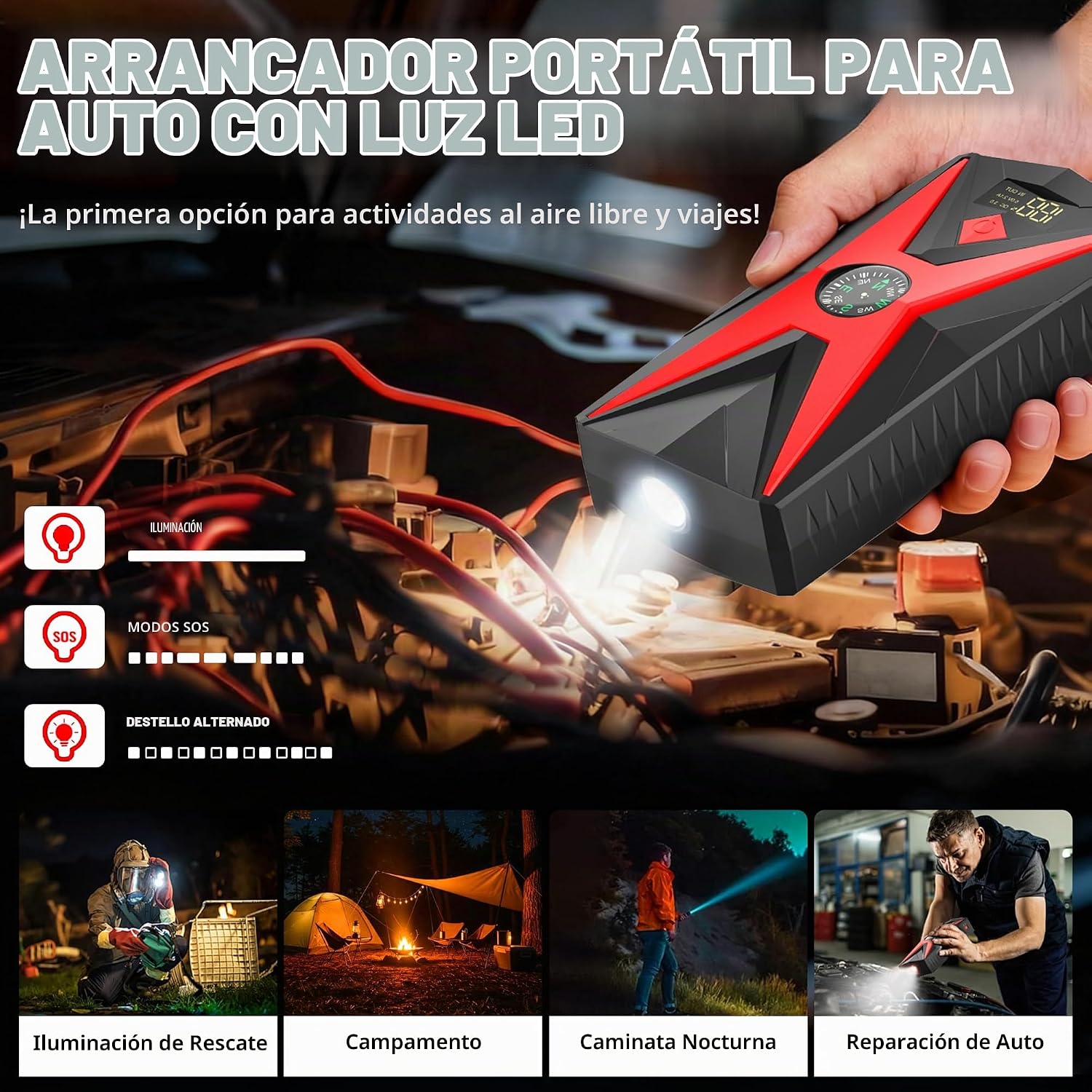 Inorising Arrancador de batería de automóvil, 2000 A pico de arranq...