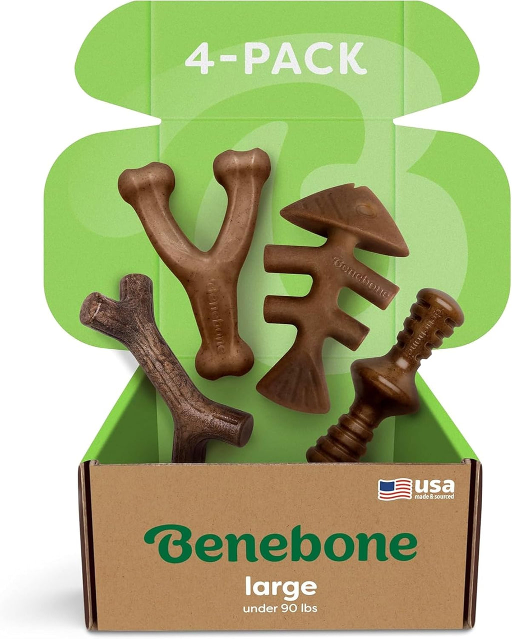 Benebone - Paquete de 4 juguetes masticables grandes para perros pa...