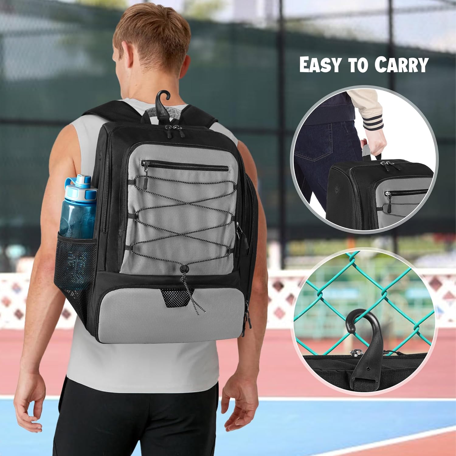 GOBUROS Bolsa de Pickleball para 4 Palas con Compartimento para Zap...
