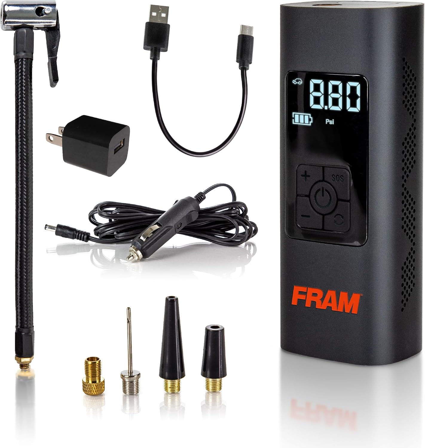 FRAM FEK40002 Inflador de neumáticos de emergencia portátil con bat...