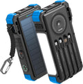 BLAVOR Banco de Energía Solar 20000mAh con Cables Integrados, Carga...