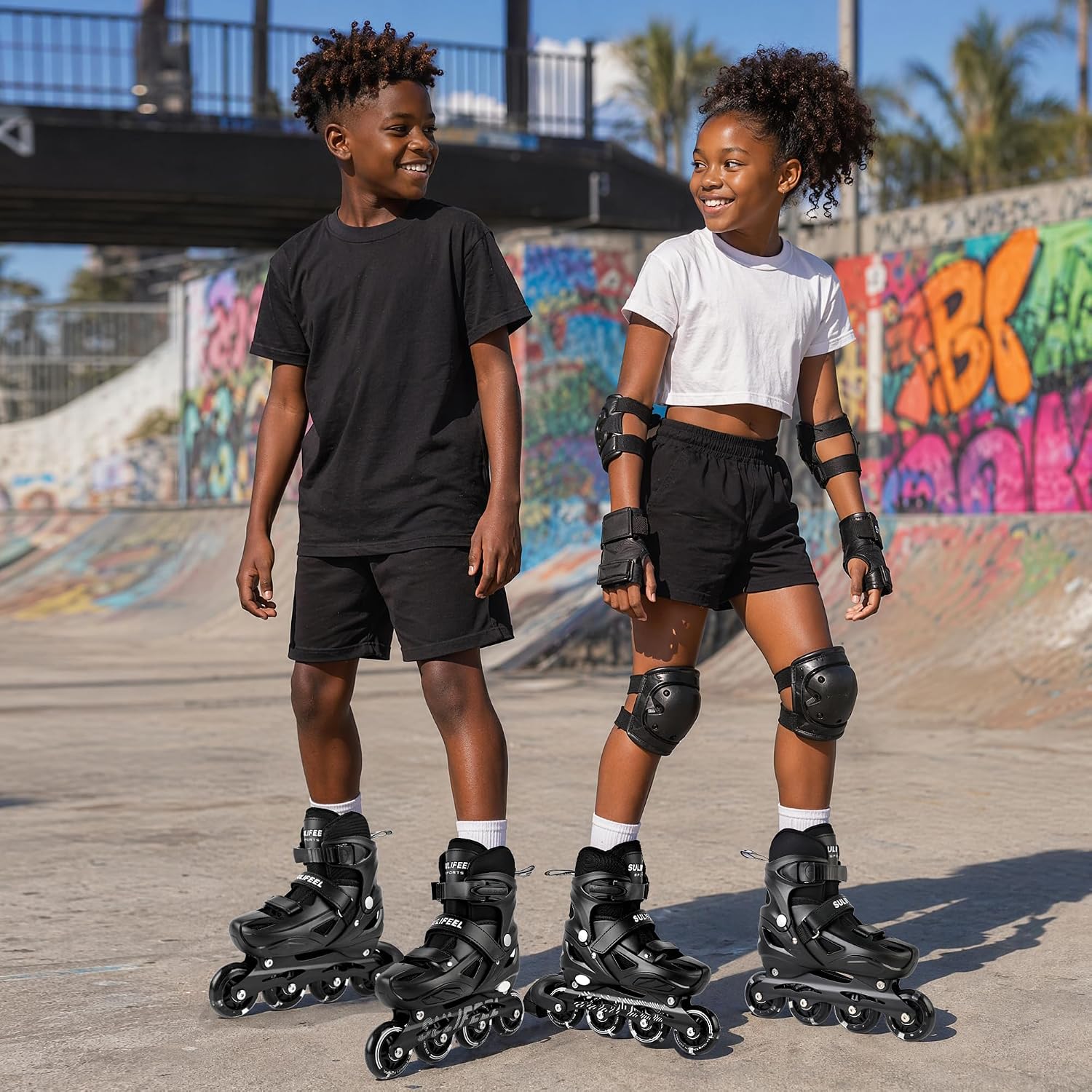 SULIFEEL Adjustable Light Up Kids Inline Skates Hard Shell Boys Gir...