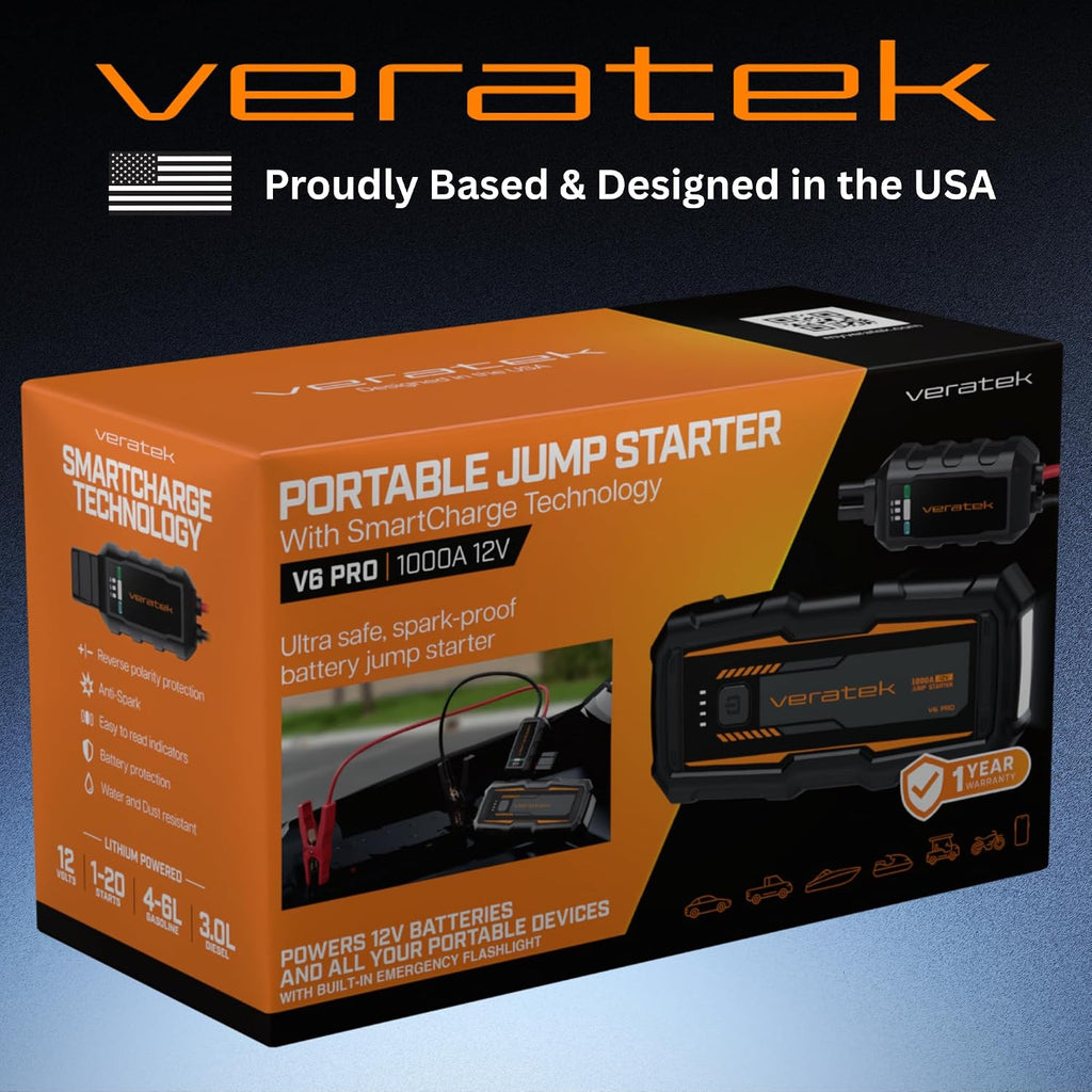 Veratek V6 Pro 1000A Arrancador de Batería de Coche Portátil (6.0L...