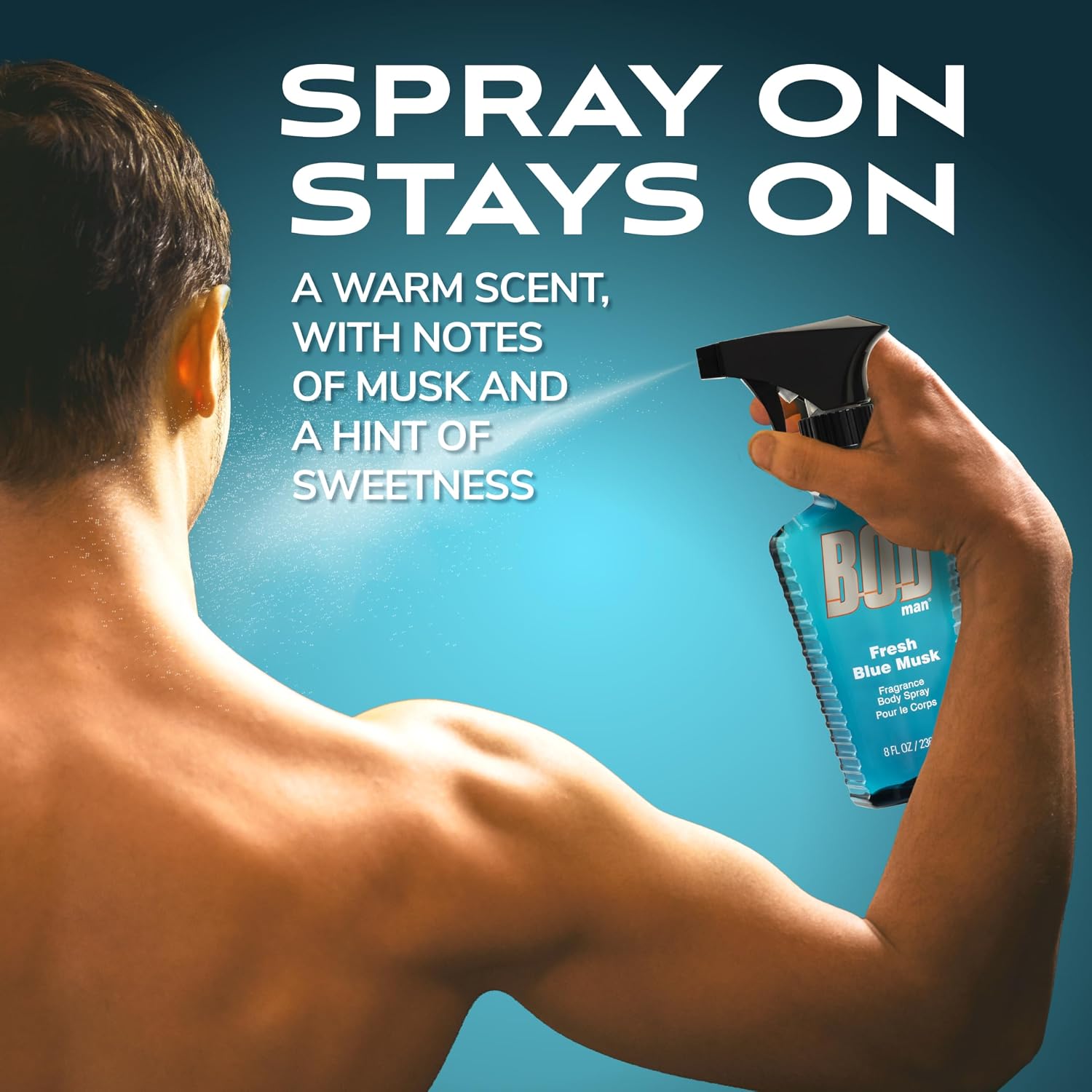 BOD man Fragancia corporal en aerosol, Fresh Blue Musk, 8 fl oz