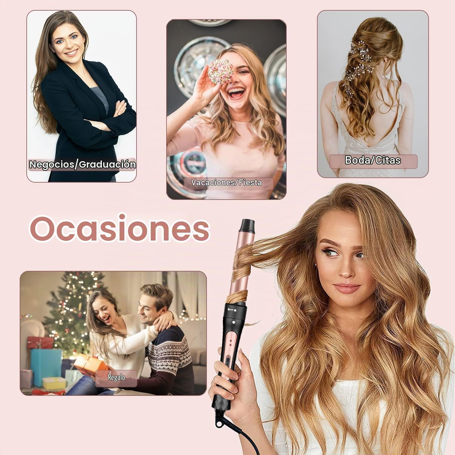 JAETON Juego de Rizador de Cabello con Varita Rizador de Pelo (M) |...