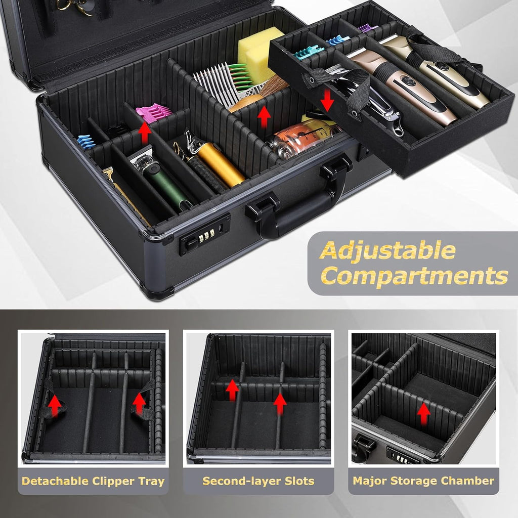 Yueieoun Estuche de peluquero profesional con organizador de bandej...