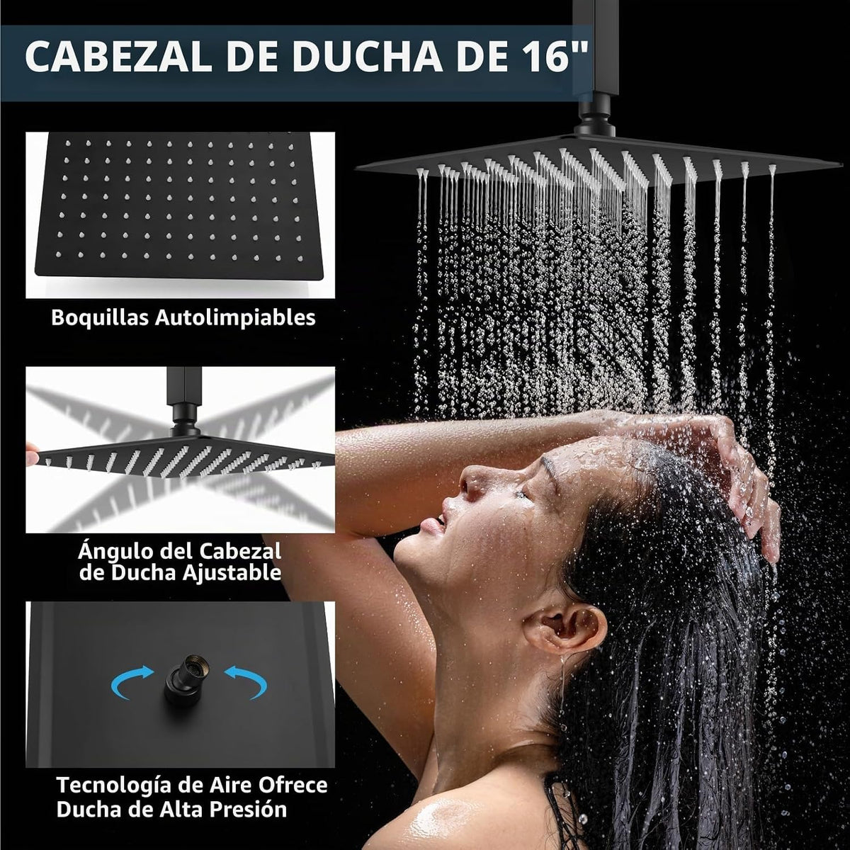 Aolemi Sistema de juego de grifo de ducha de techo de doble cabezal...
