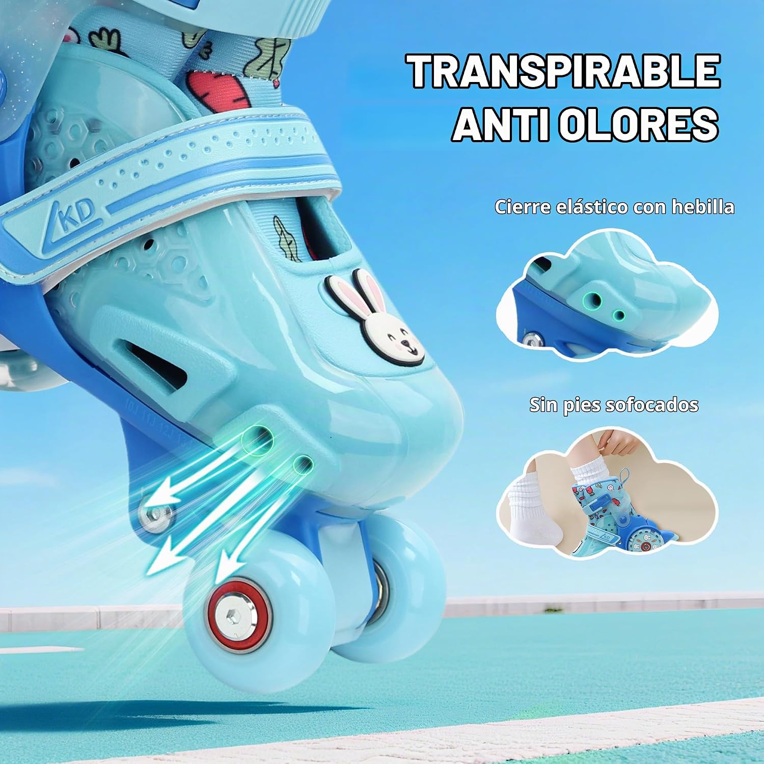 LKD Patines ajustables para niños y niñas, patines cuádruples para...